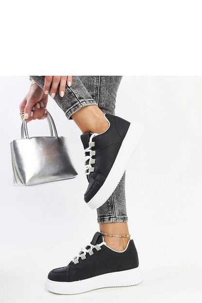 black lace sneakers back view