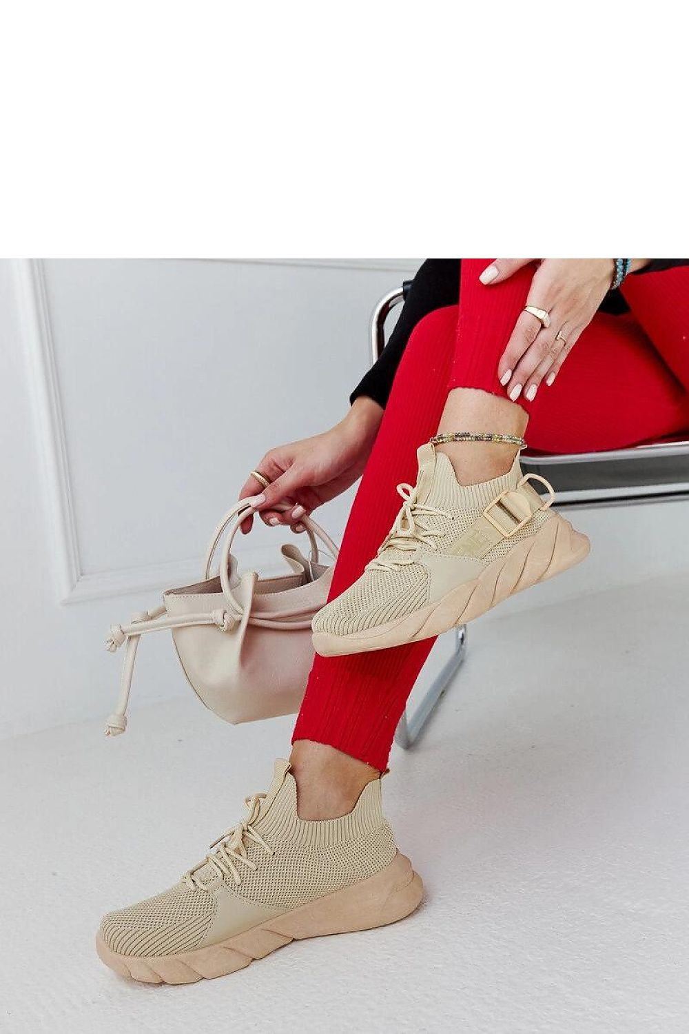 beige lace sneakers front view