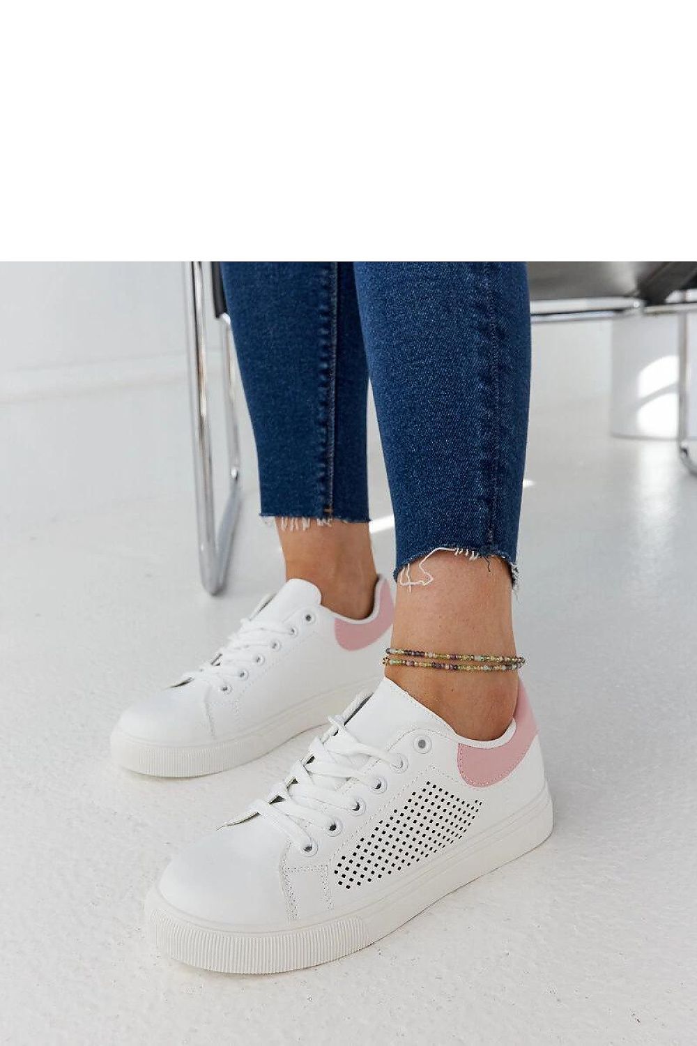 white lace sneakers view 7