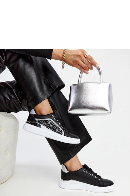 black lace sneakers detail view