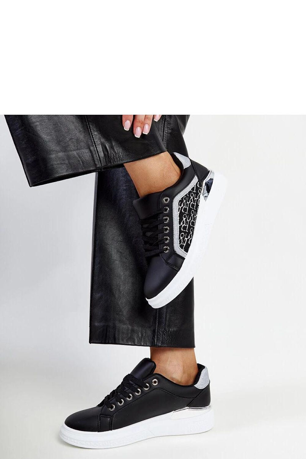 black lace sneakers back view