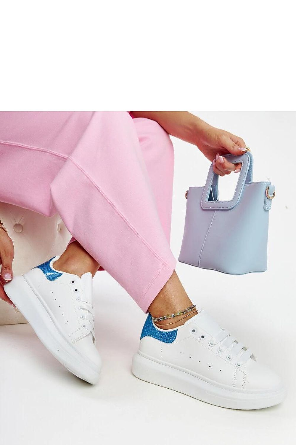 white lace sneakers front view