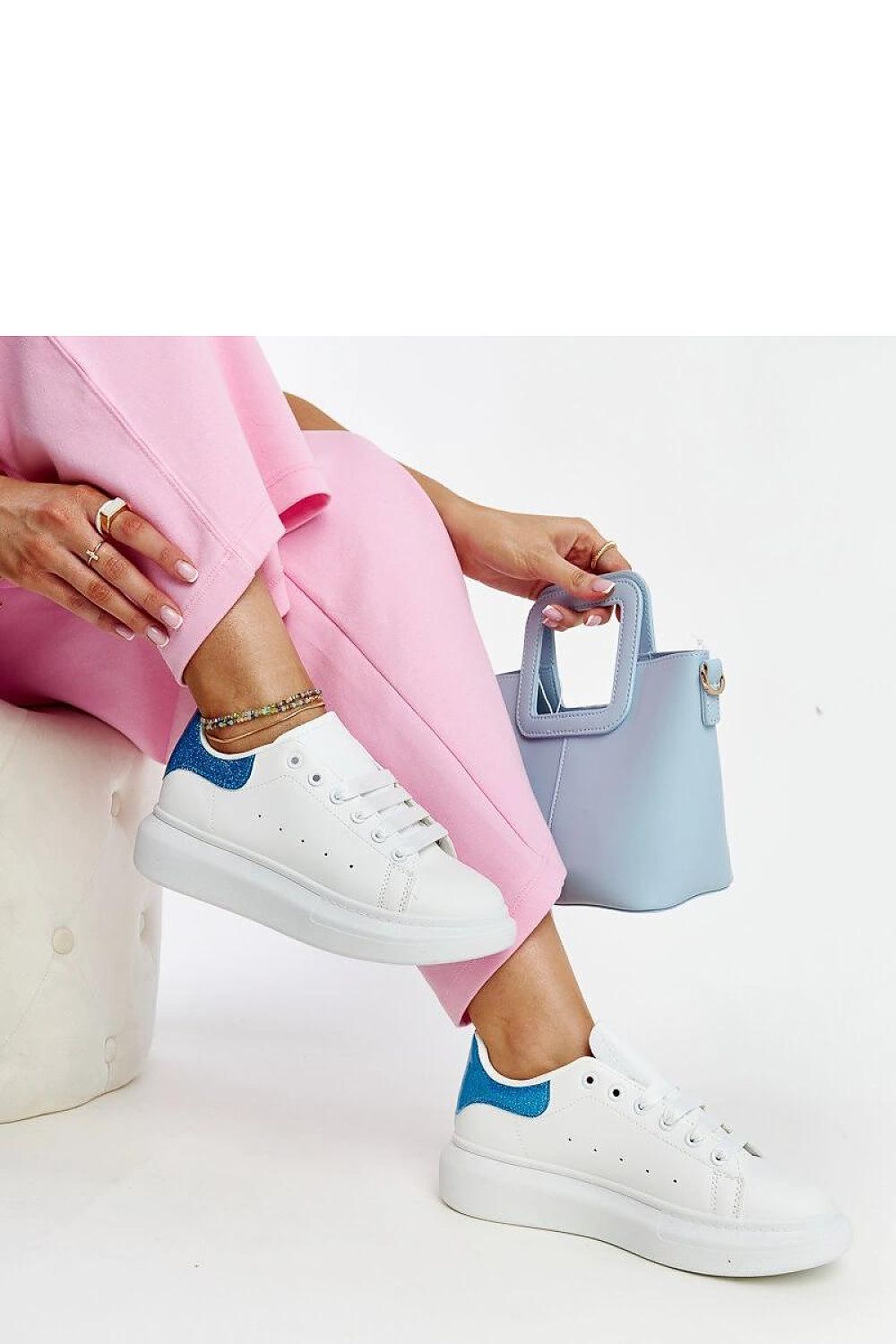 white lace sneakers detail view