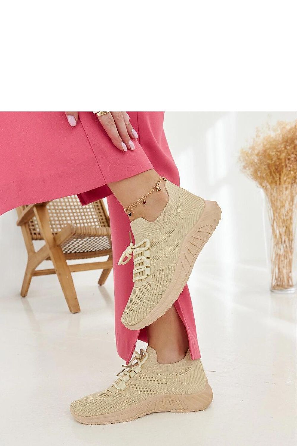 beige sneakers detail view