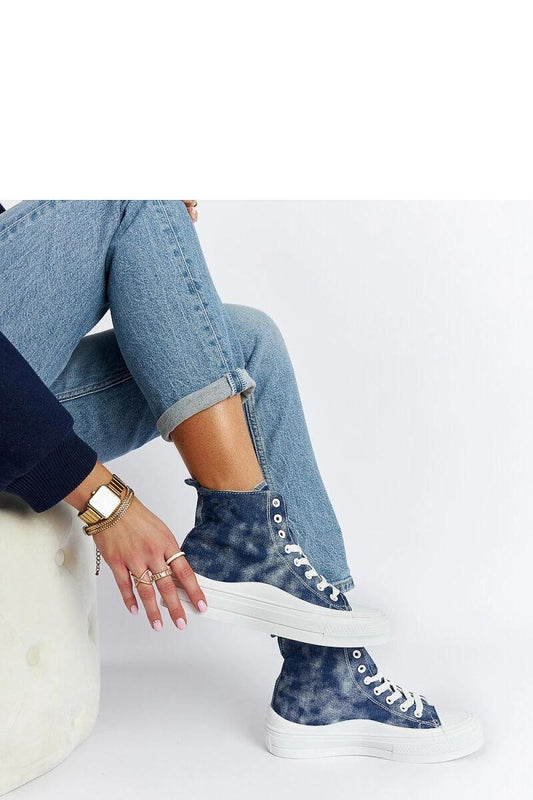 blue lace sneakers front view