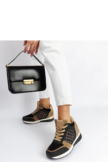 black lace sneakers detail view