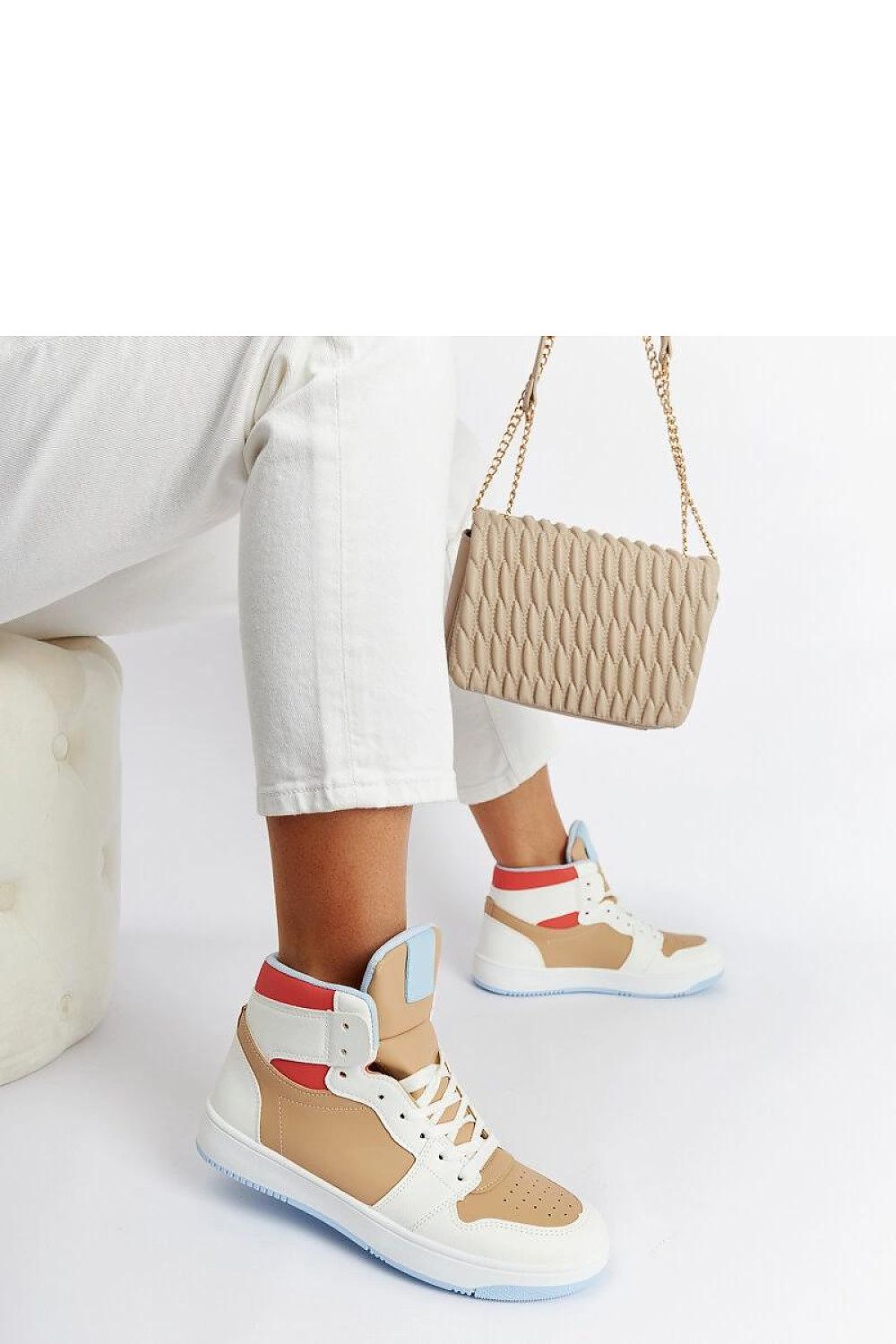 beige lace sneakers front view