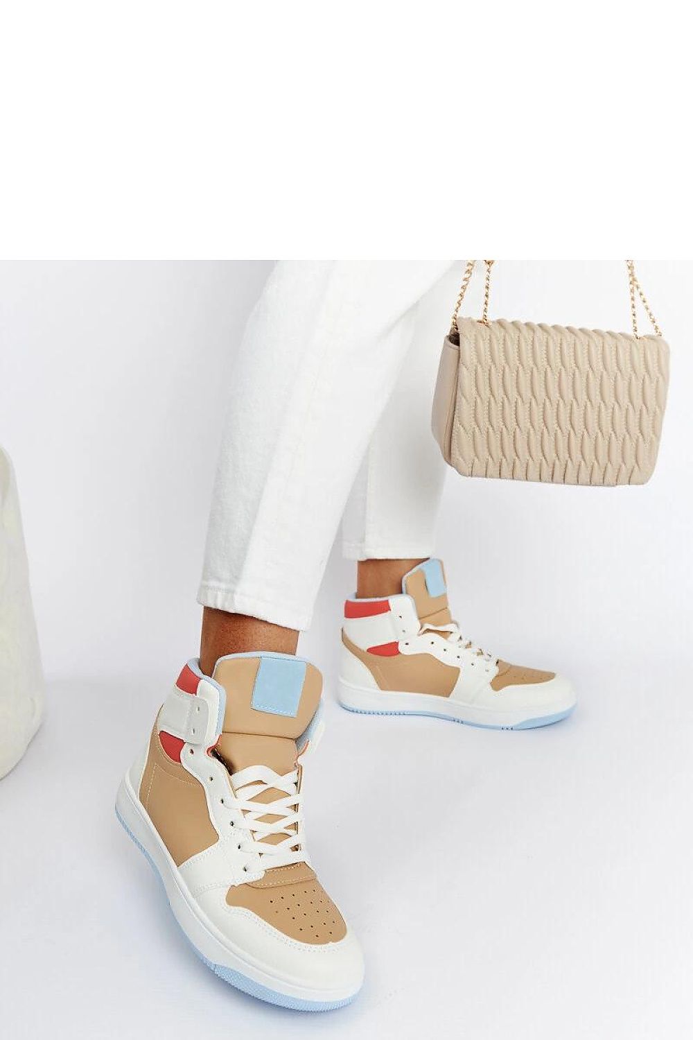 beige lace sneakers detail view