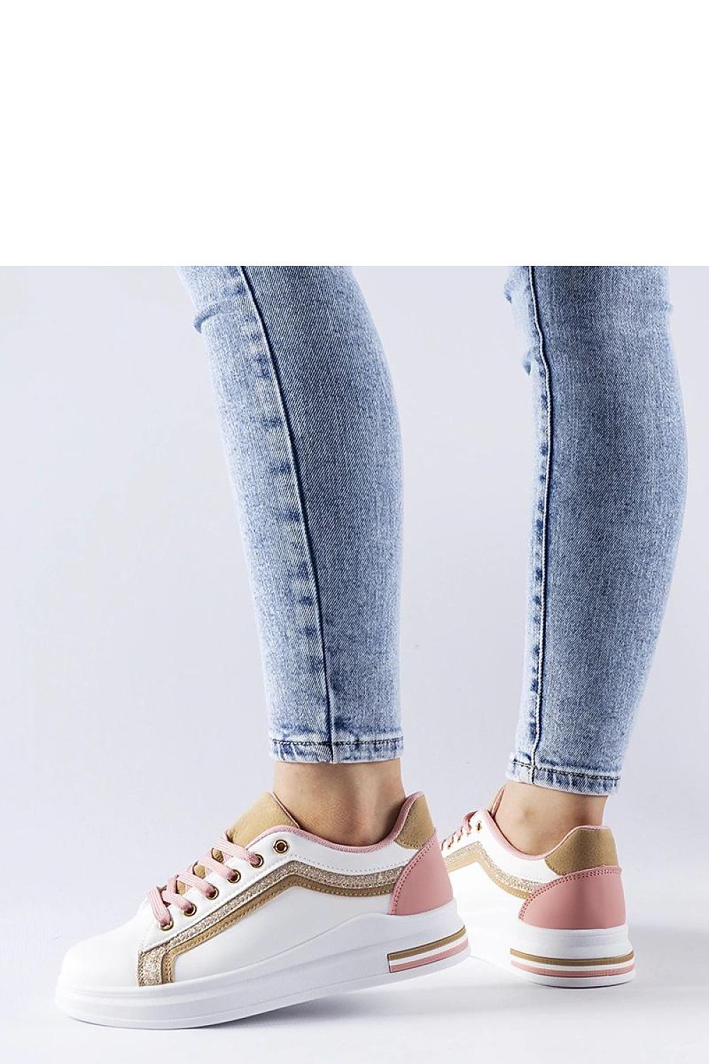 white lace sneakers detail view