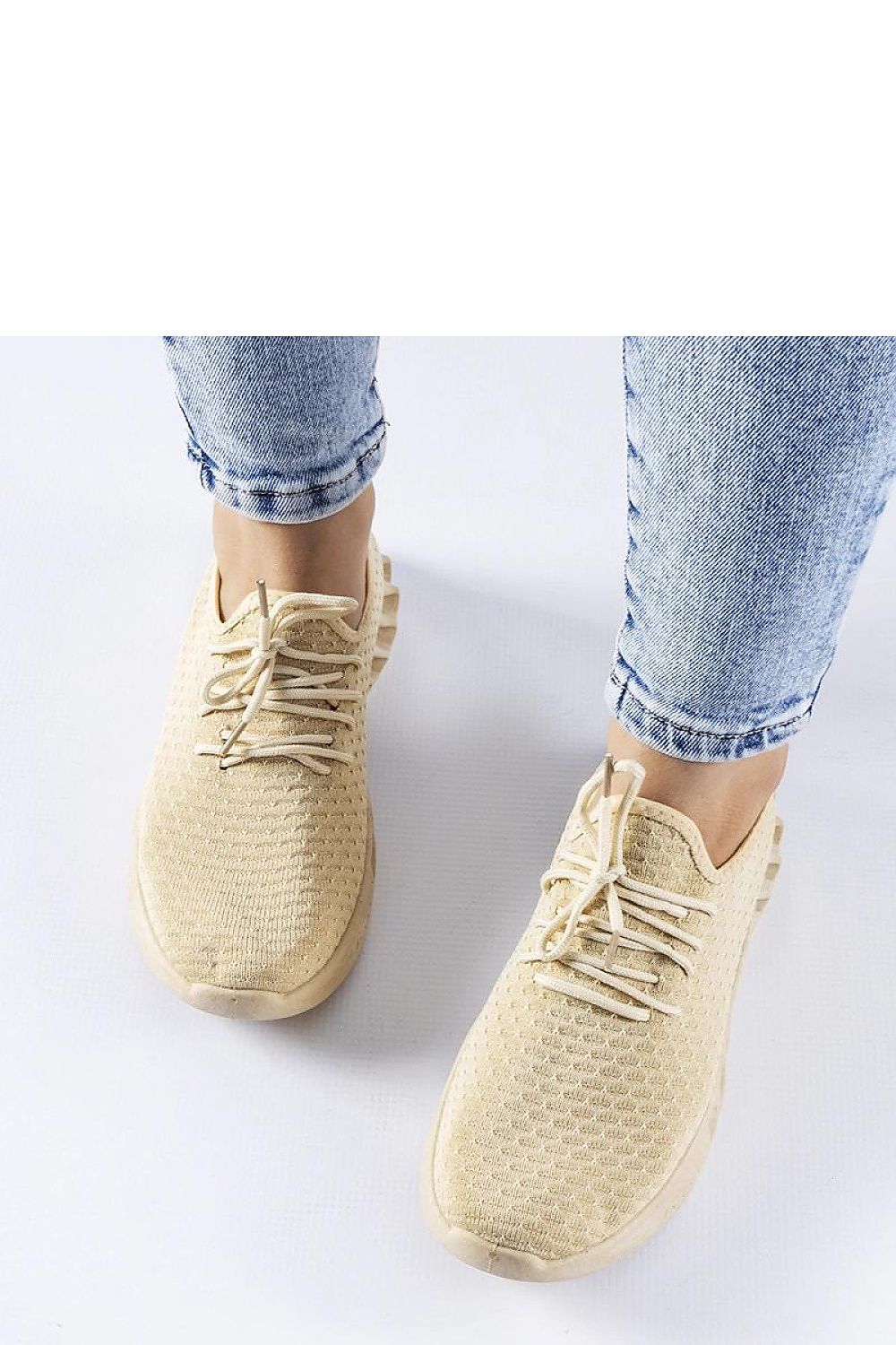 beige sneakers detail view