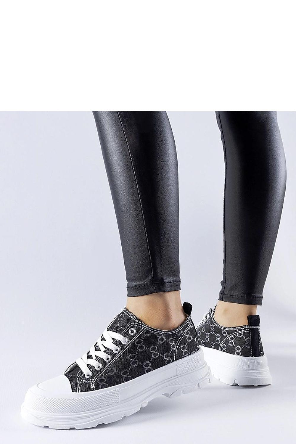 black lace mini sneakers detail view