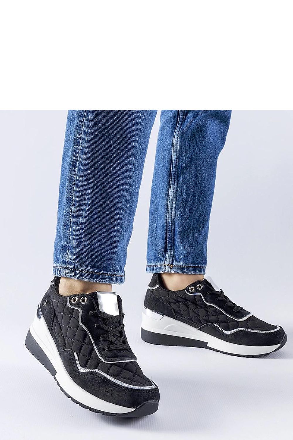 black lace sneakers front view