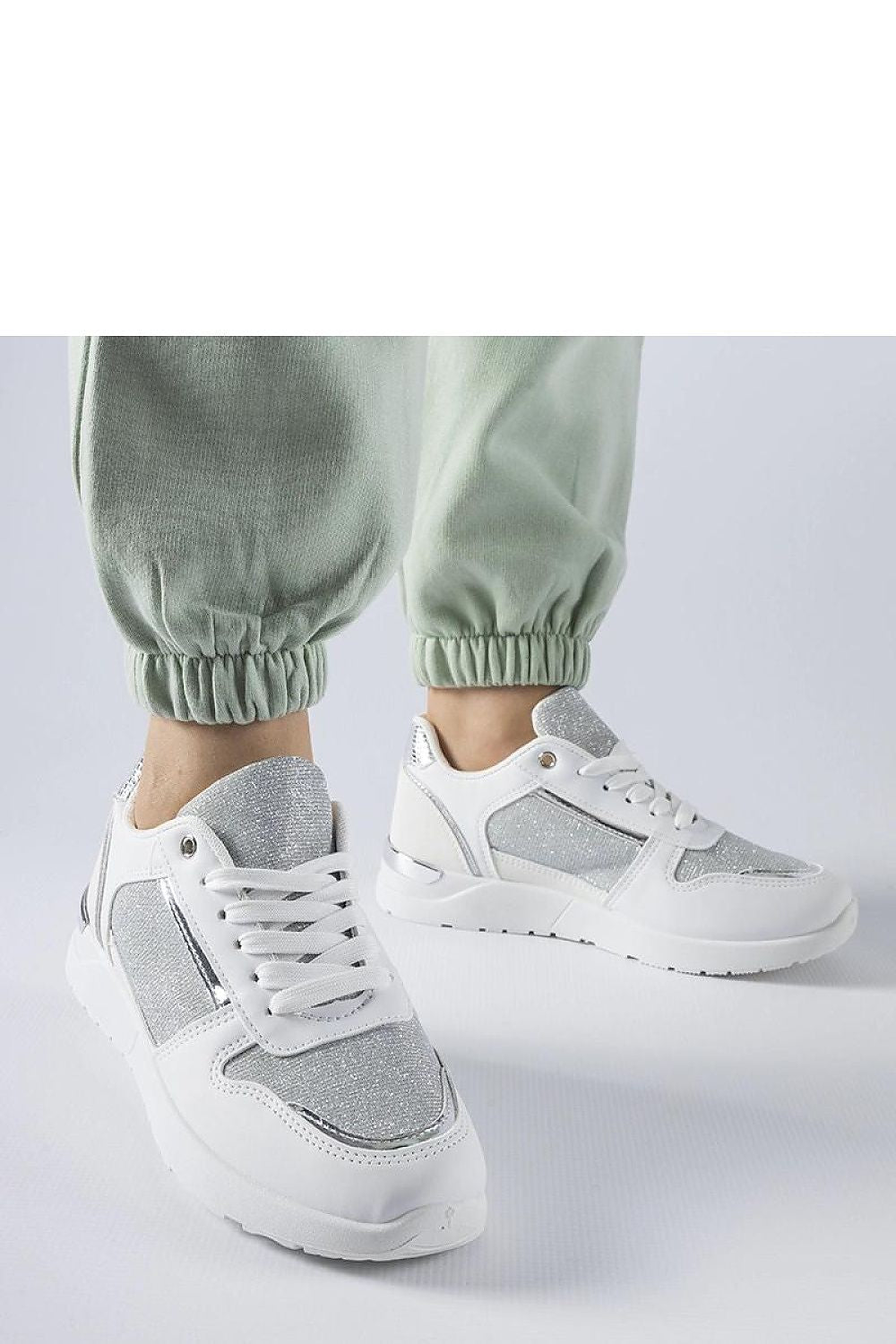 white lace sneakers front view
