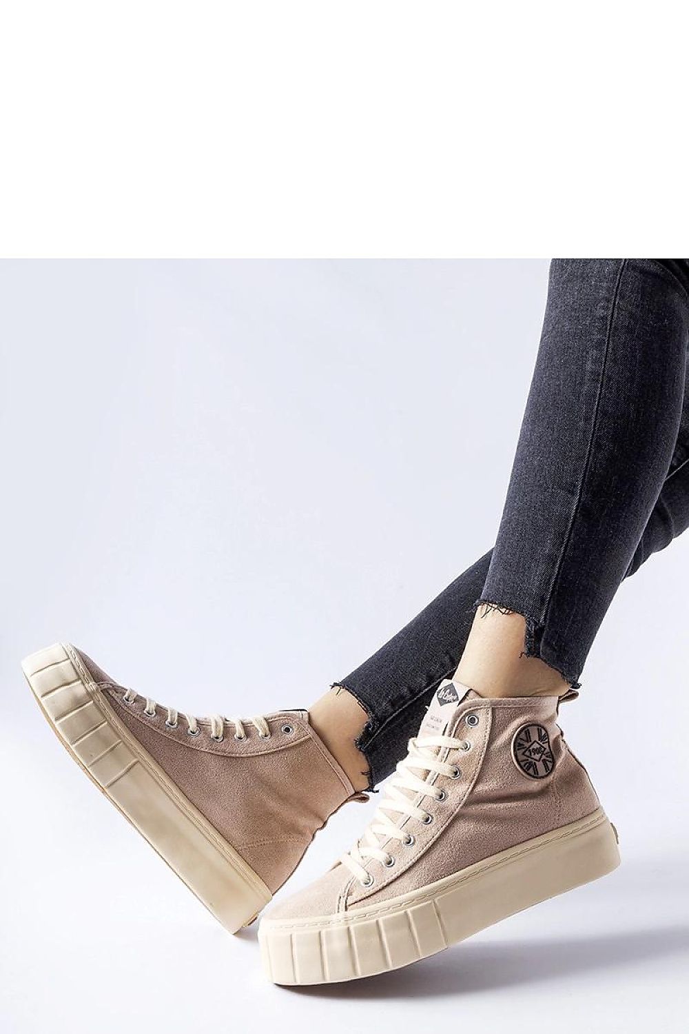 beige lace sneakers front view