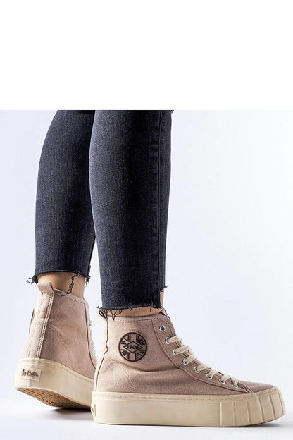 beige lace sneakers detail view