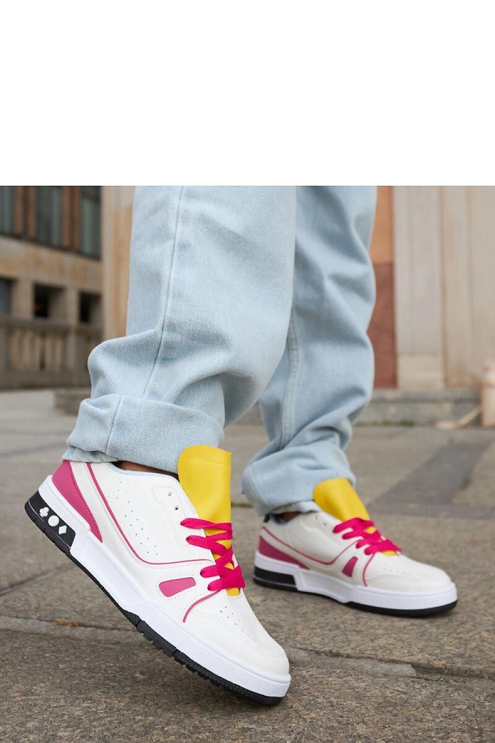 white lace sneakers front view