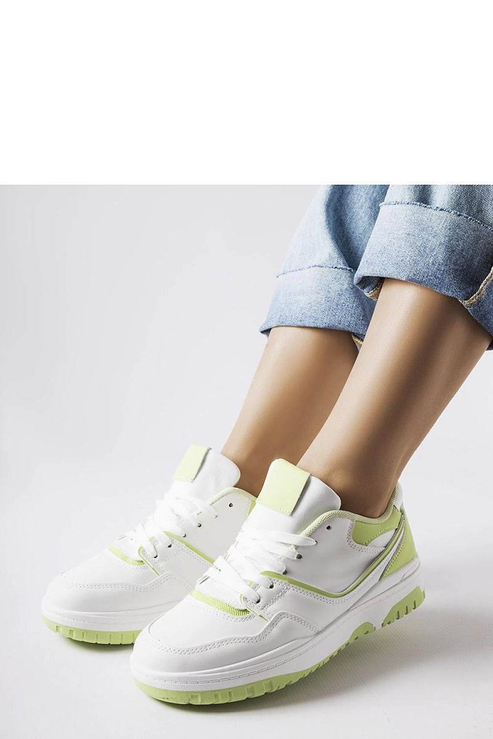 white lace sneakers front view