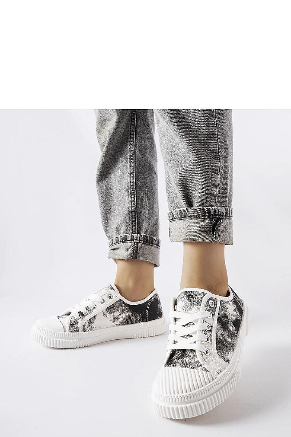 black lace sneakers front view