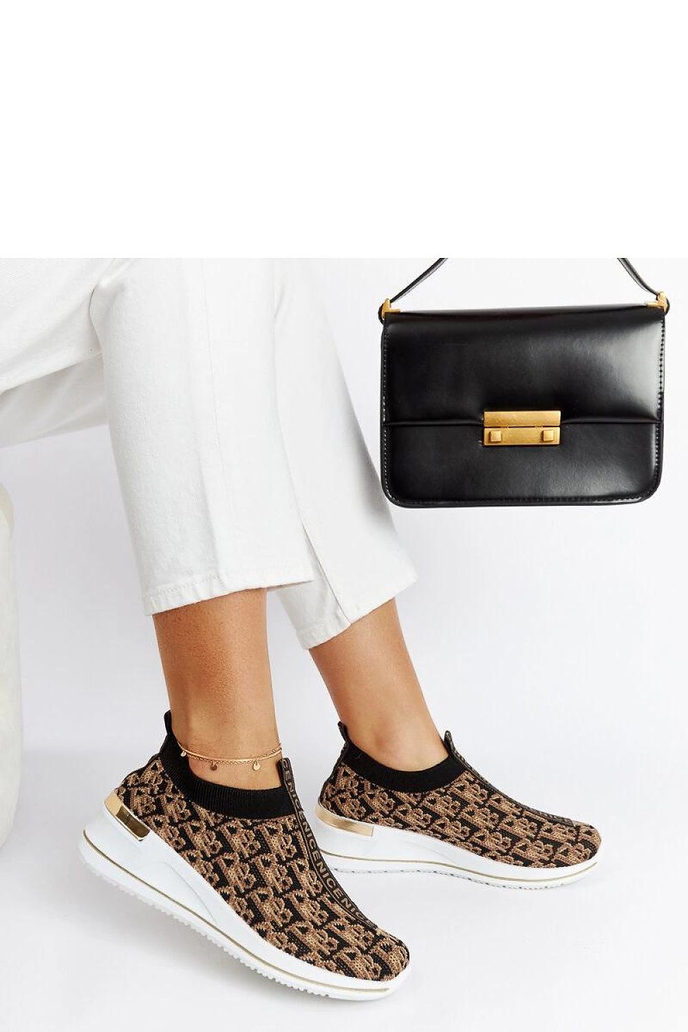 brown sneakers front view