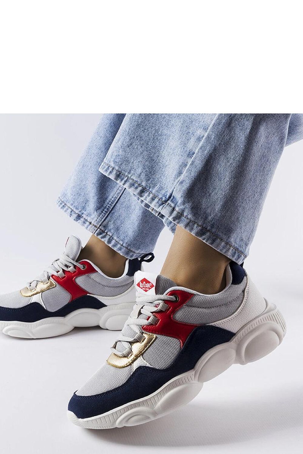 grey sport shoes front view