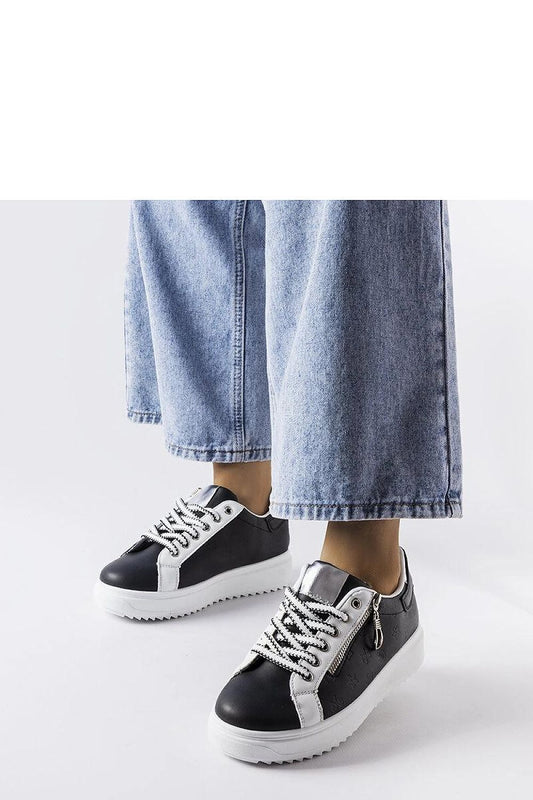 black lace sport shoes front view