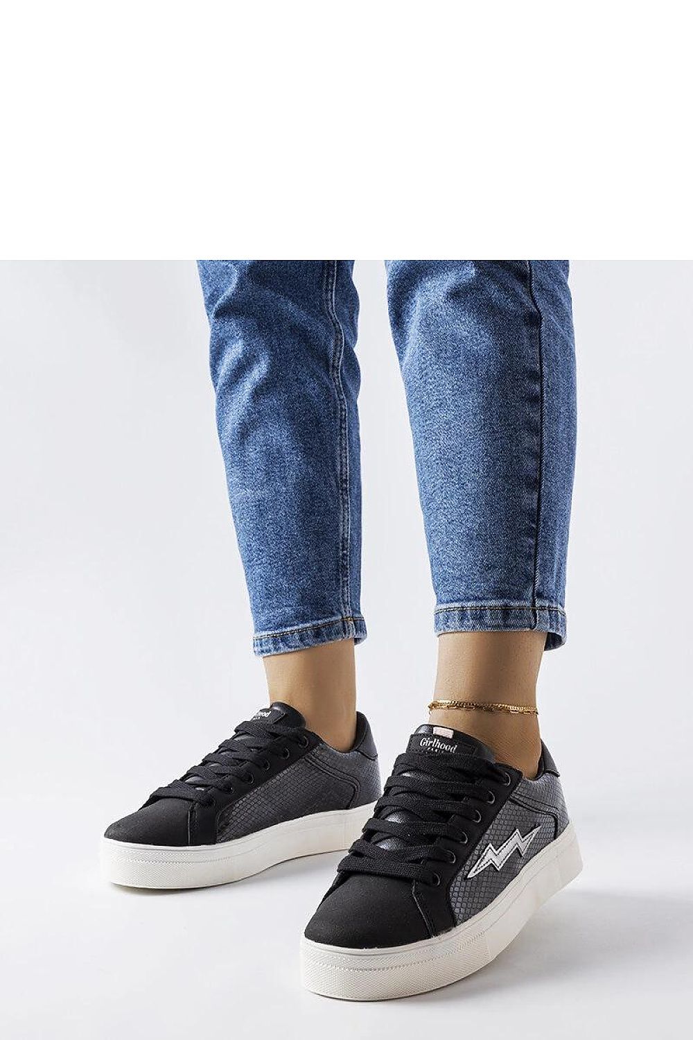 black lace maxi sneakers front view
