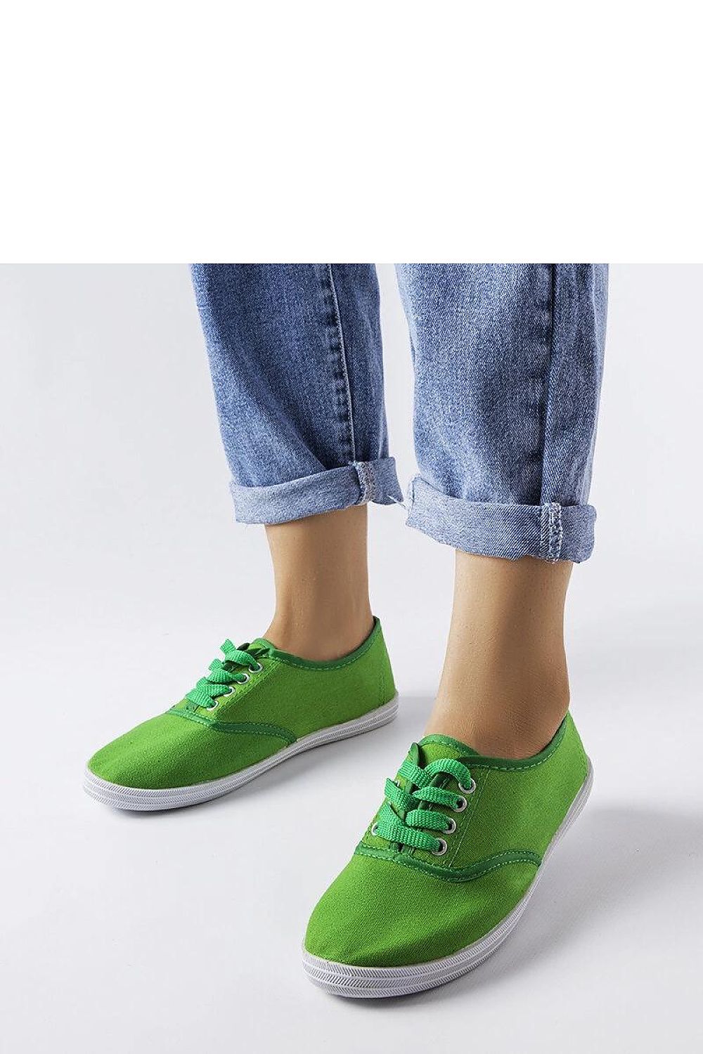 green lace sneakers front view