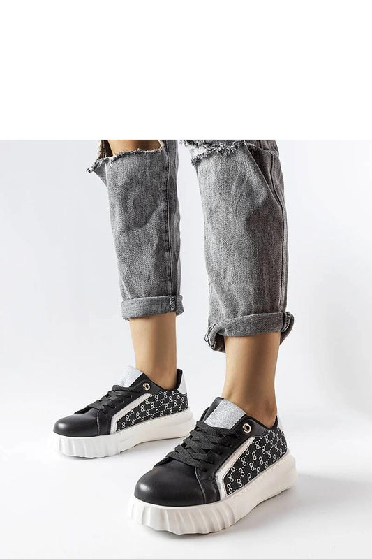 black lace sneakers front view