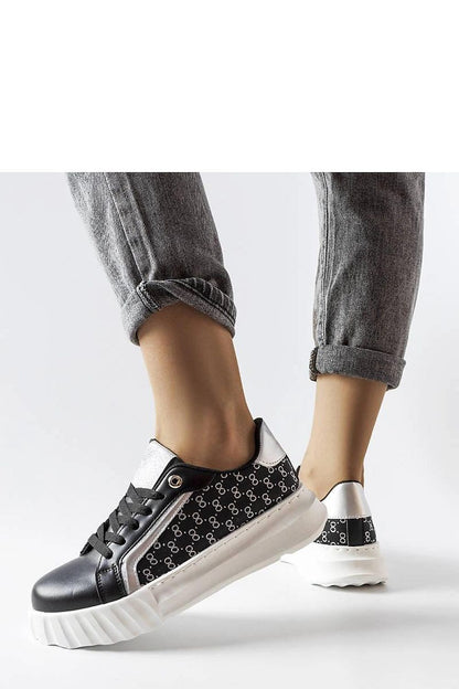 black lace sneakers detail view