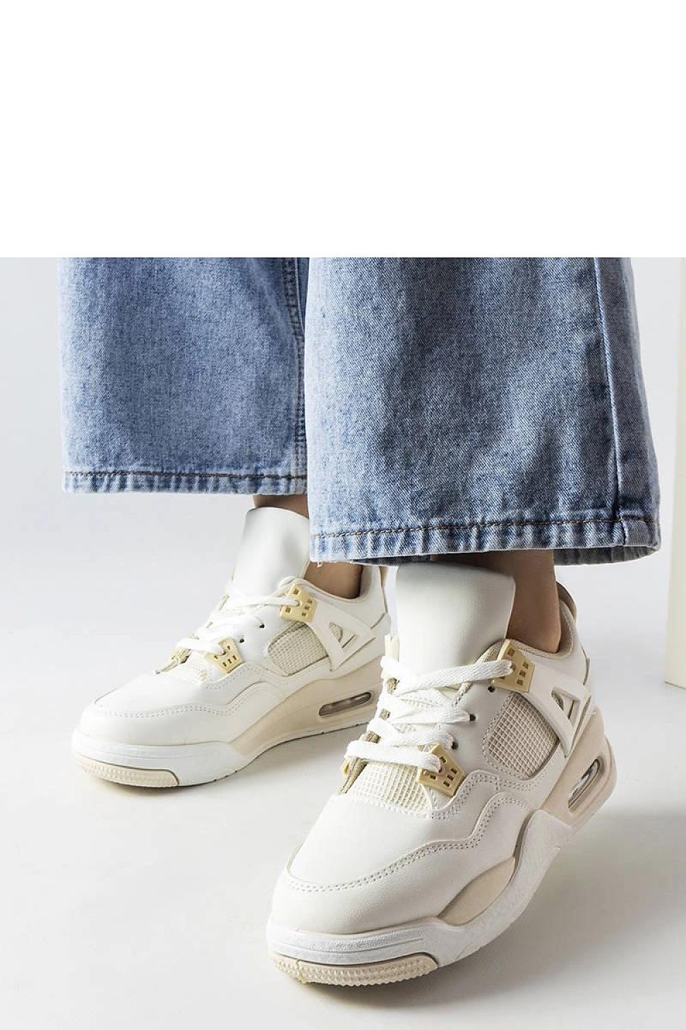 beige lace maxi sneakers front view