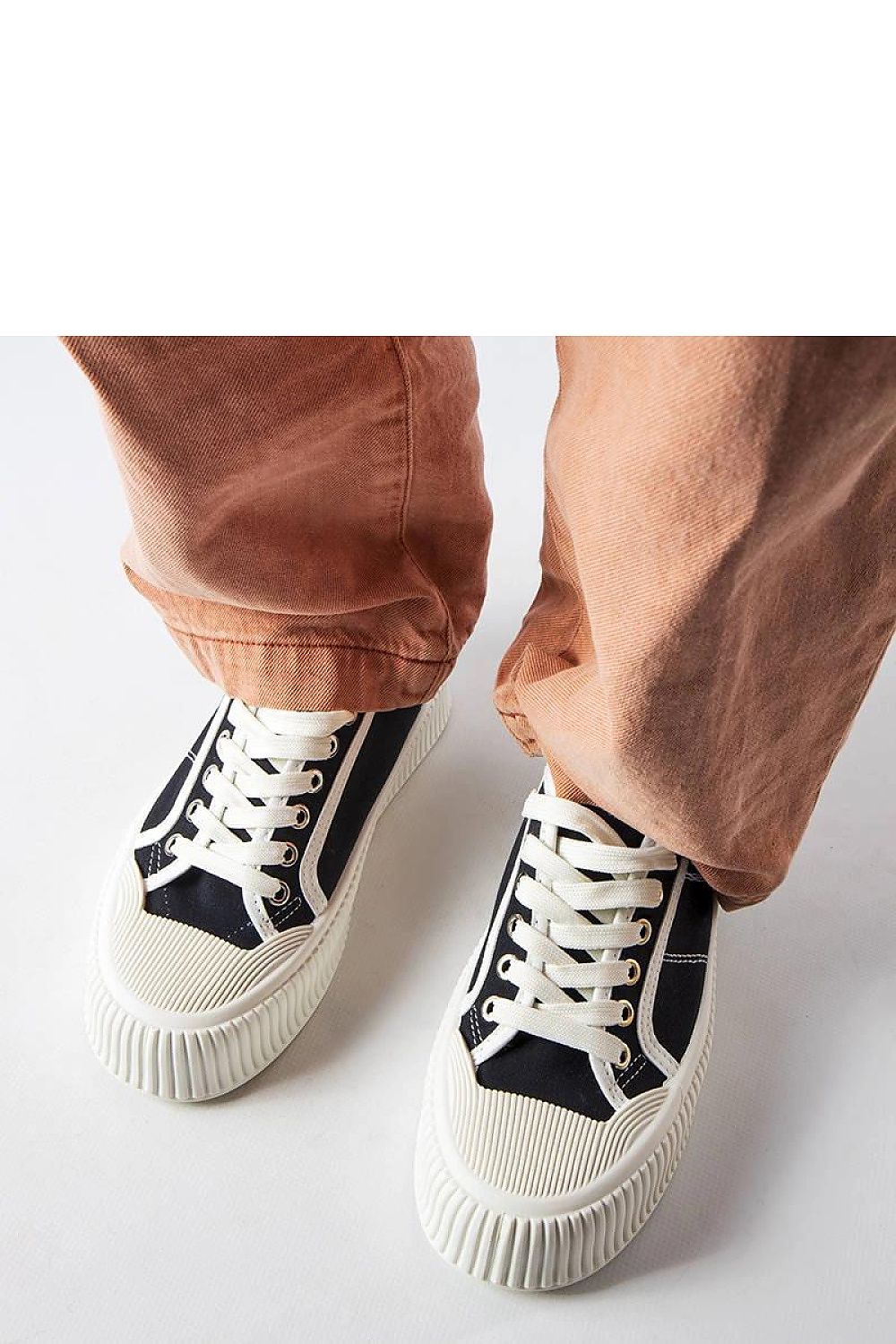 black lace sneakers front view