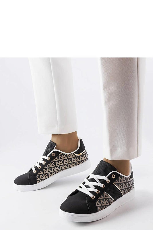 black lace sneakers front view