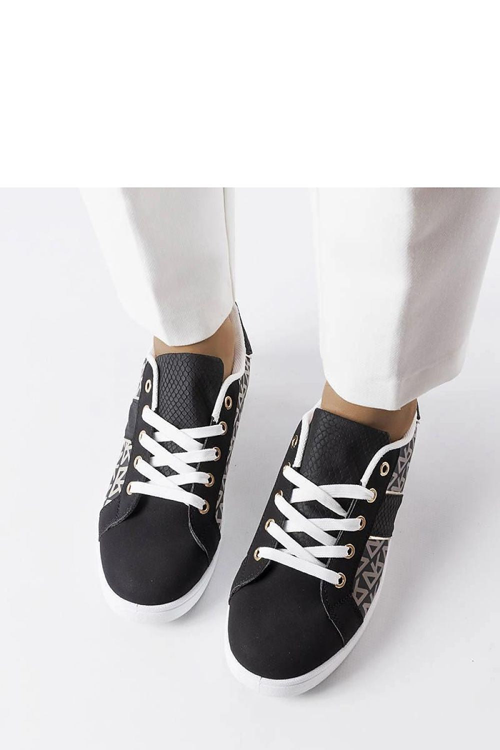 black lace sneakers detail view