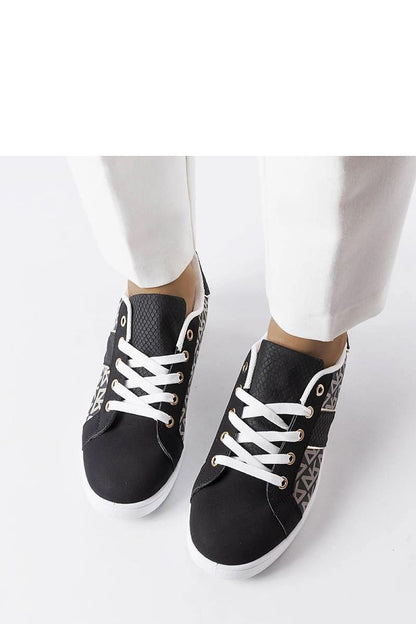 black lace sneakers detail view