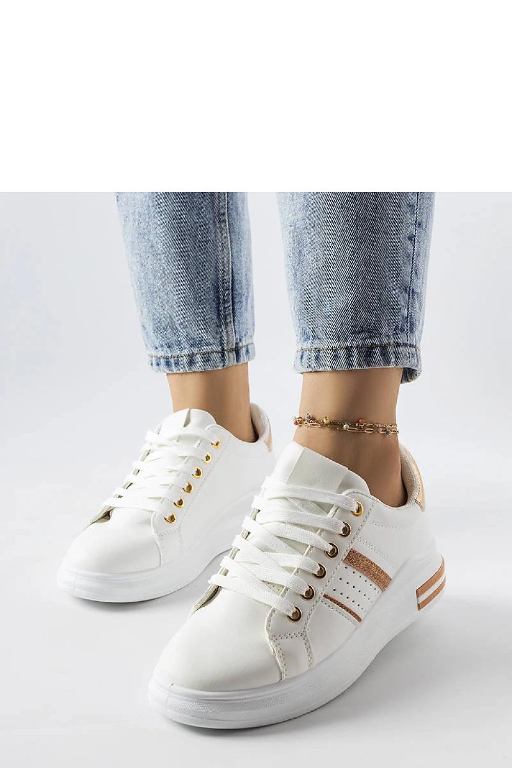 white lace maxi sneakers front view