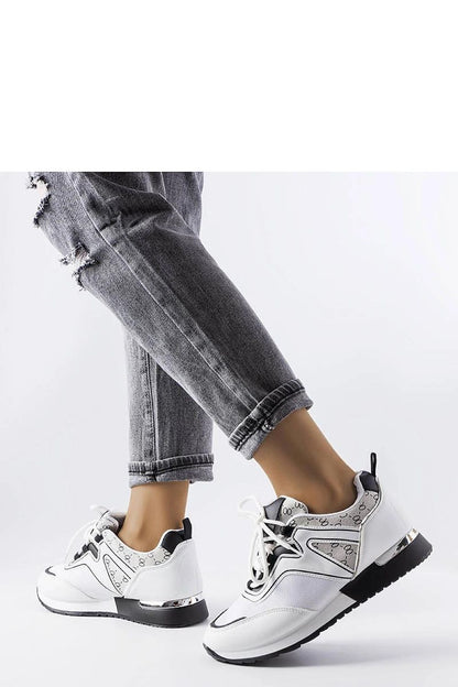 white lace sneakers detail view