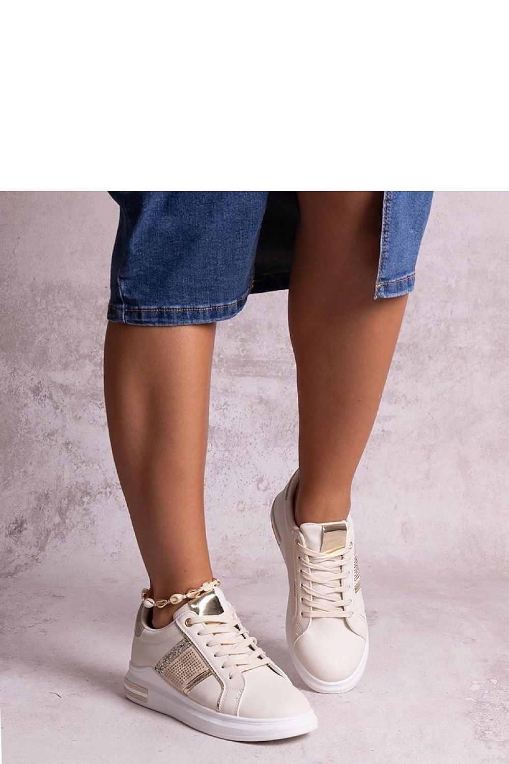 white lace sneakers front view