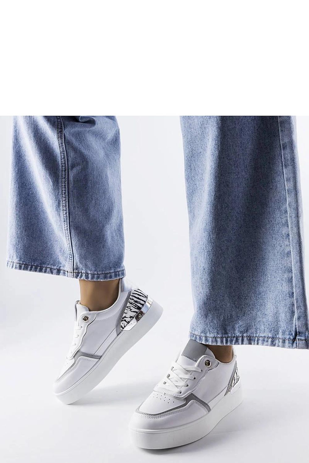 white lace sneakers front view