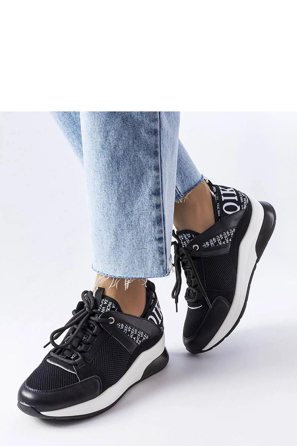 black lace mini sneakers front view