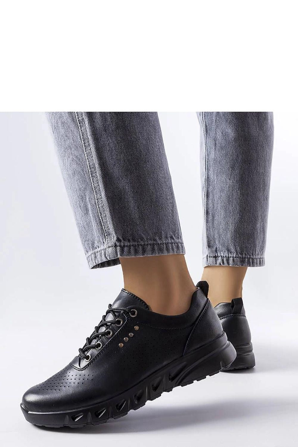 black lace sneakers detail view