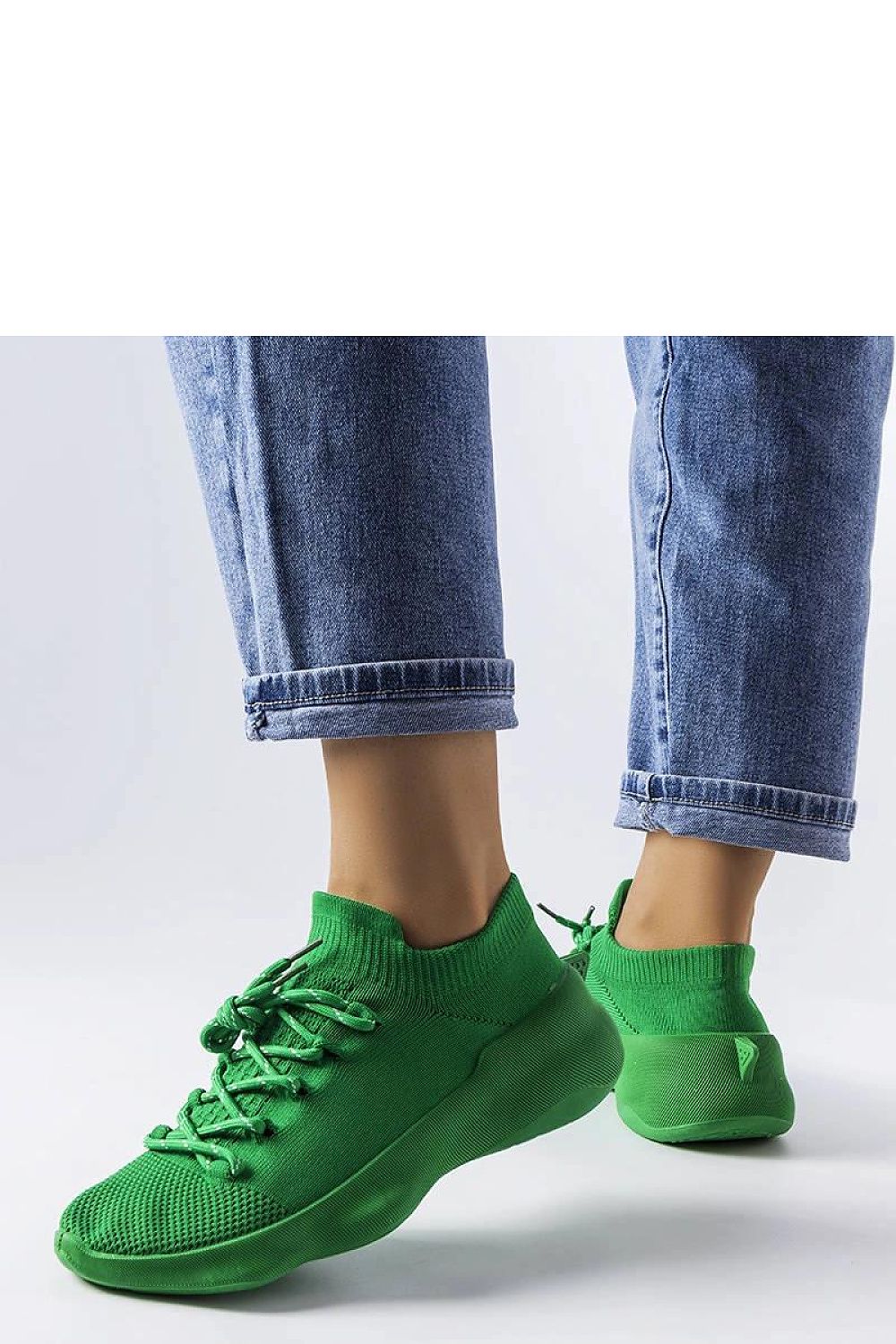 green sneakers detail view
