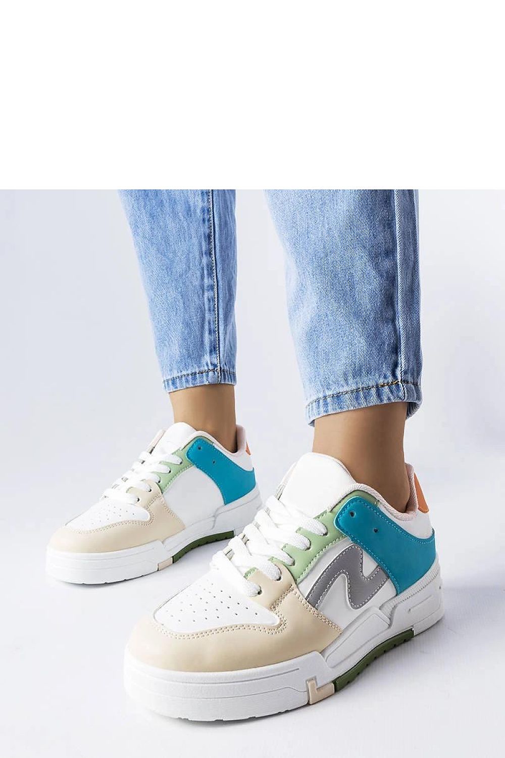 beige lace sneakers front view