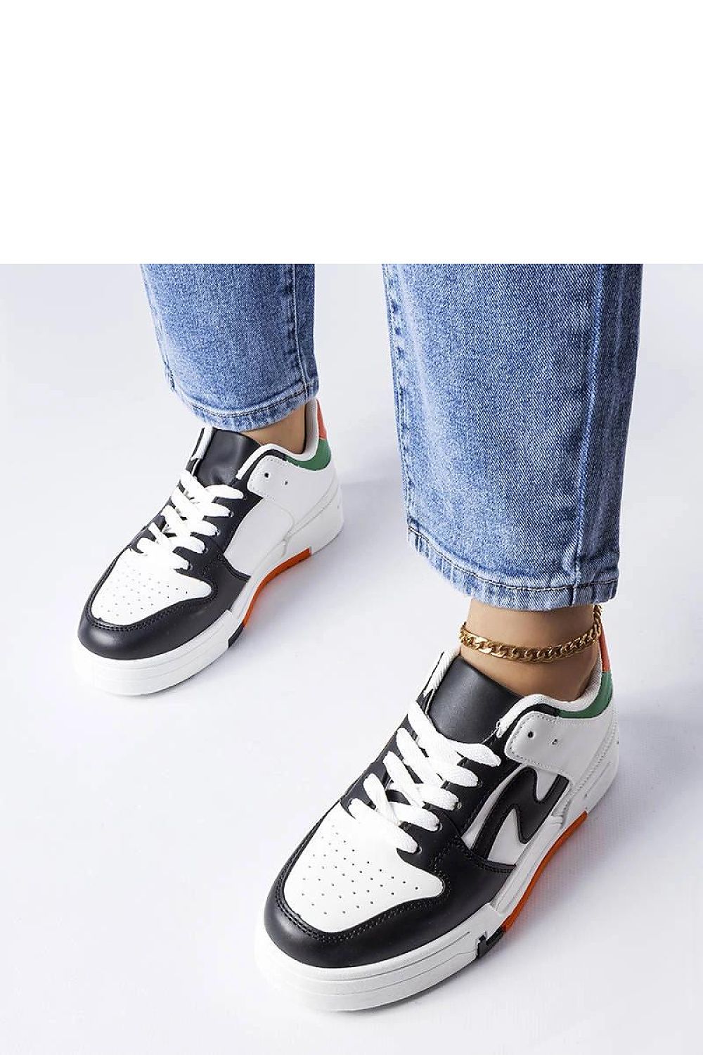 black lace sneakers detail view