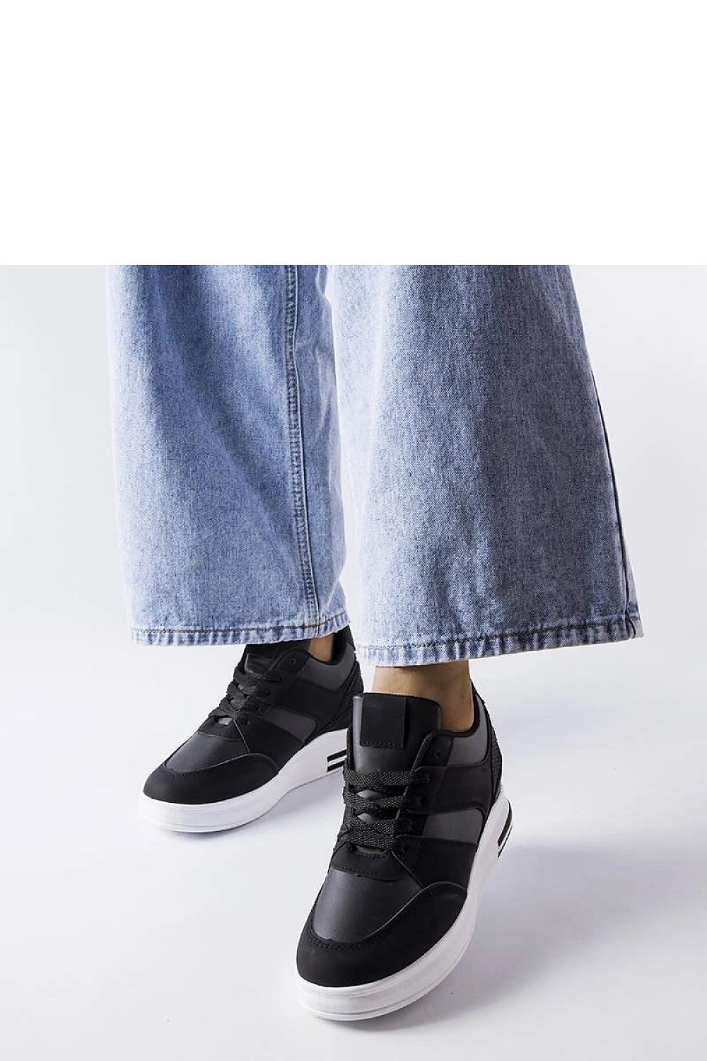 black lace sneakers front view