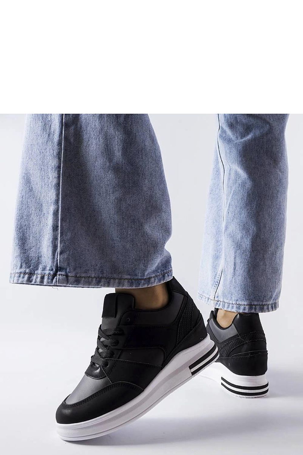 black lace sneakers back view