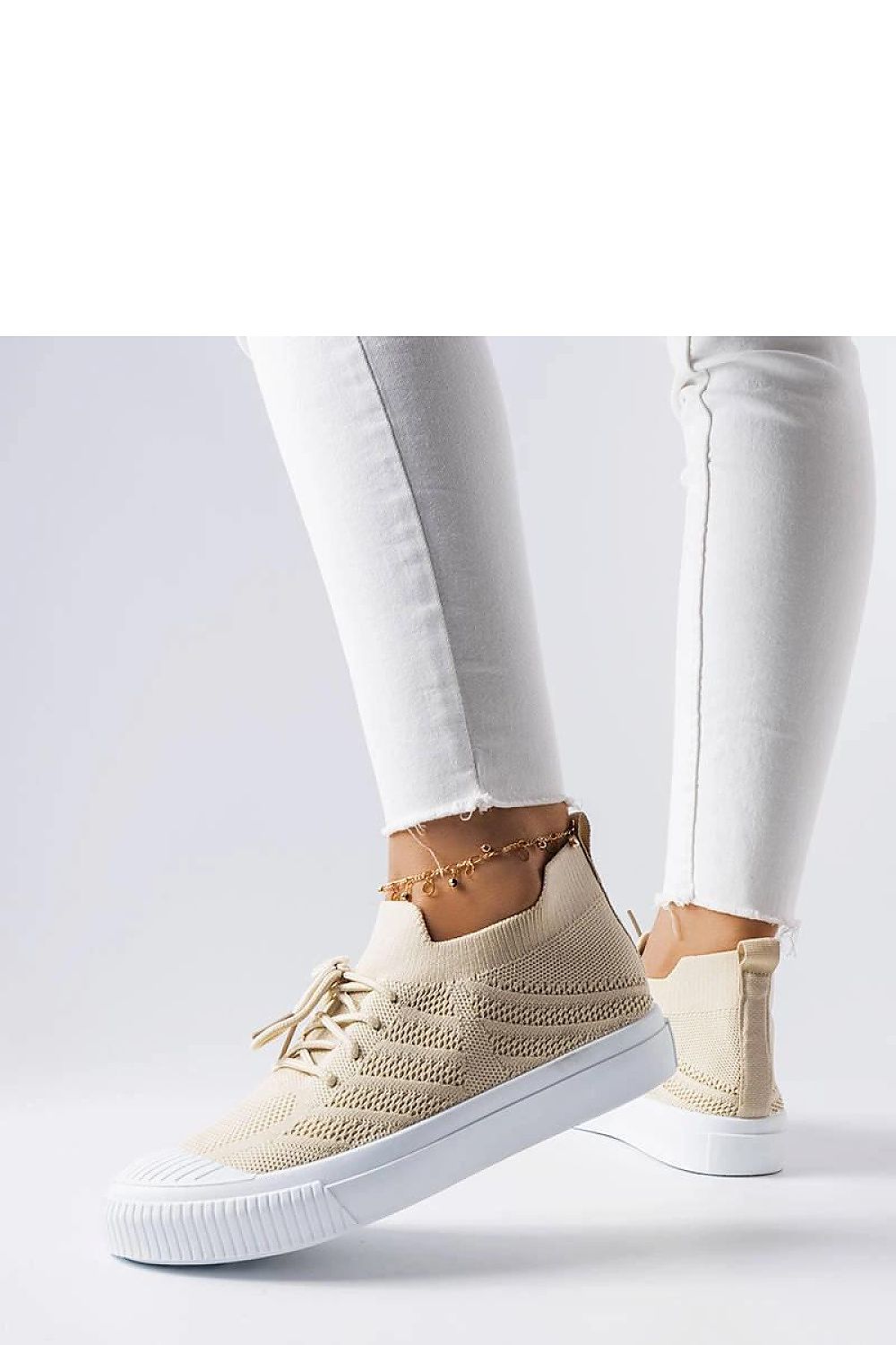 beige sneakers detail view