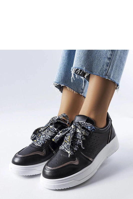 black lace sneakers front view