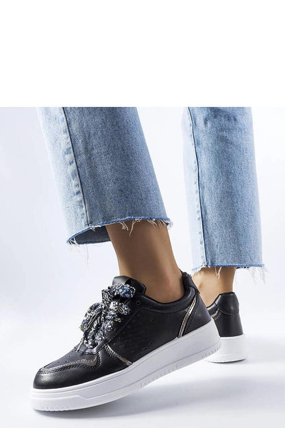 black lace sneakers detail view