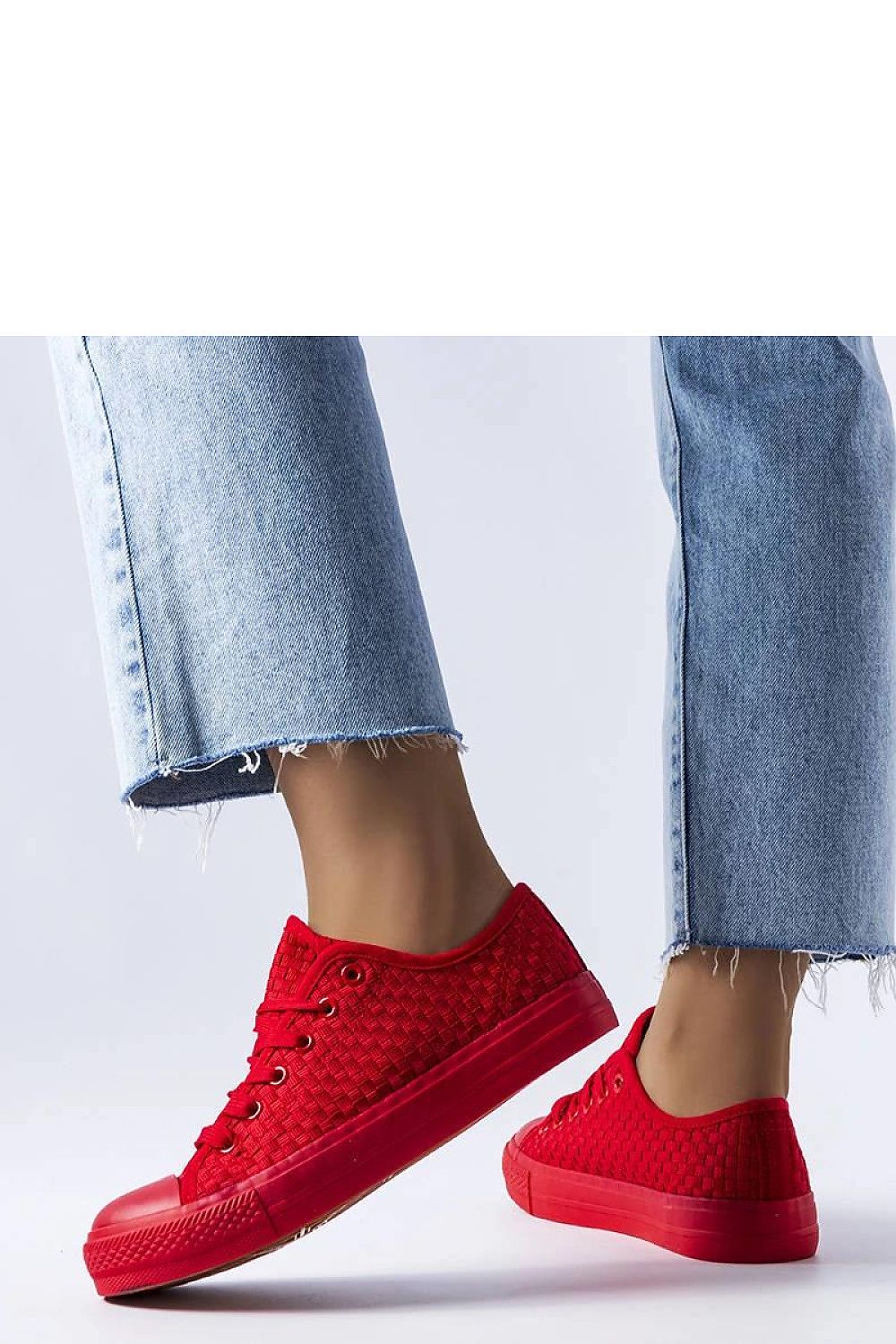 red lace sneakers front view
