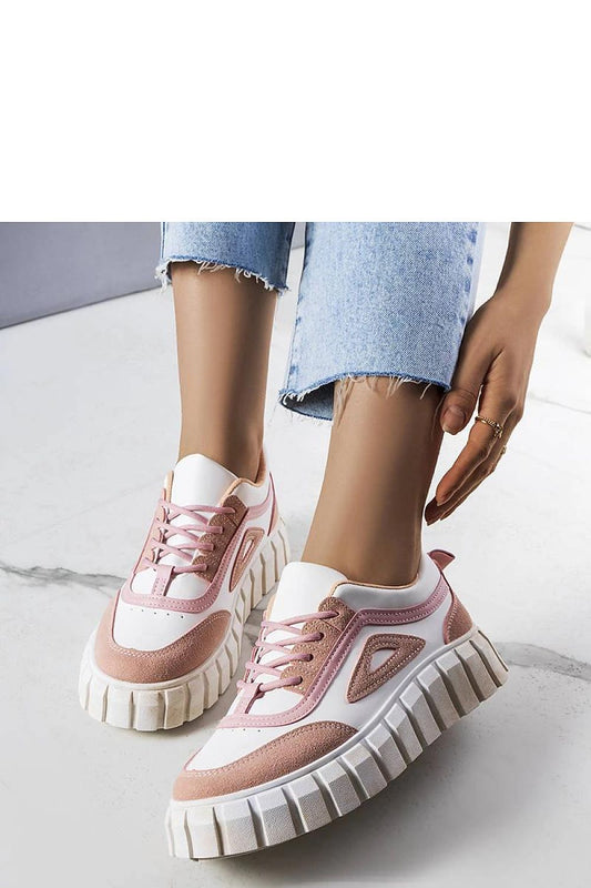 pink pleated lace sneakers front view